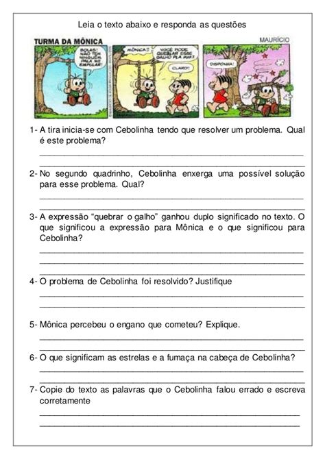 Espaço Carol Educar Historia Em Quadrinhos Interpretação Textual