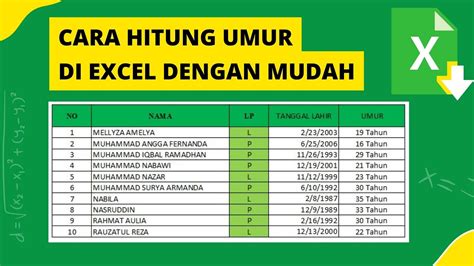 Cara Menghitung Umur Di Excel Dari Tanggal Lahir Secara Otomatis