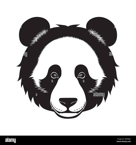Panda Head Black And White Vector Icon Template For Logo Emblem Or