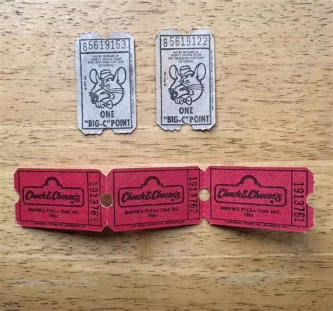 Pc Lot Vintage S Chuck E Cheese Collectible Arcade Ticket Rare