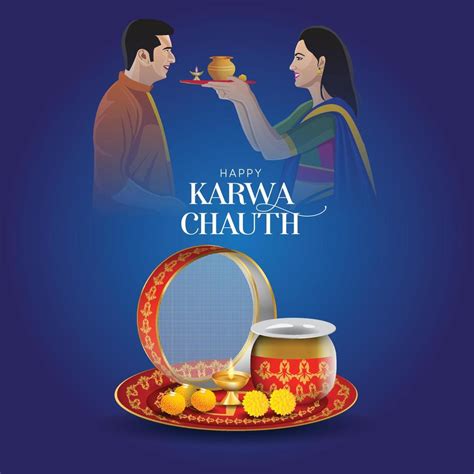 Happy Karwa Chauth Festival Card With Karva Chauth Is A One Day