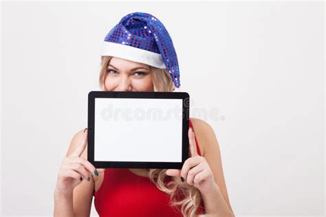 The Beautiful Blonde With Big Breasts Standing On A White Backgr Stock Image Image Of