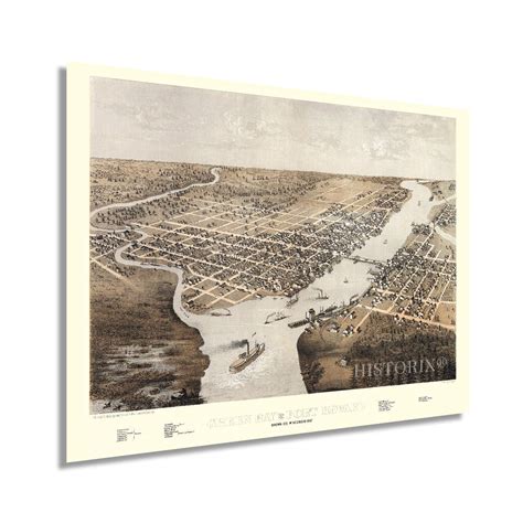 1867 Green Bay Wisconsin Map - Vintage Green Bay Map- Old Bird's Eye