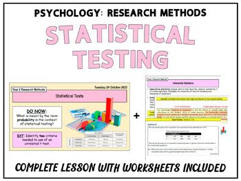 RESEARCH METHODS IN PSYCHOLOGY Statistical Testing By JB Resources