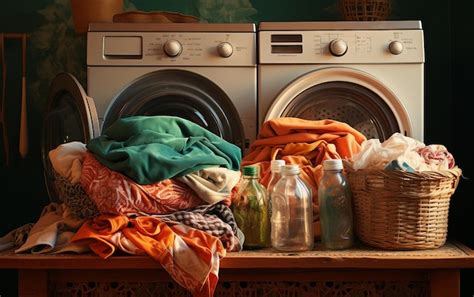 Premium AI Image | Laundry Day Scene Laundry Room with Dirty Clothes ...