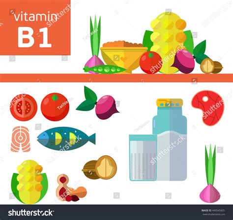 Vitamins Minerals Foods Illustration Vector Set Stock Vector Royalty