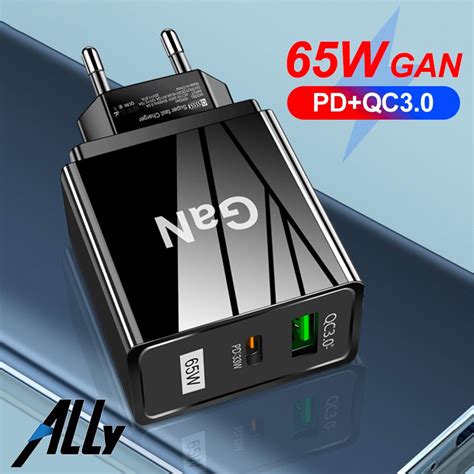 ALLY 65W GaN Type C USB QC3 0 PD Hızlı Şarj Adaptörü Şarj Başlığı