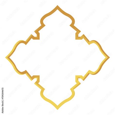 Set Isolated Arabic Gold Frame 3D Rendering Of Islamic Architectural