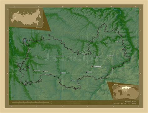 Mordovia Russia Physical Labelled Points Of Cities Stock