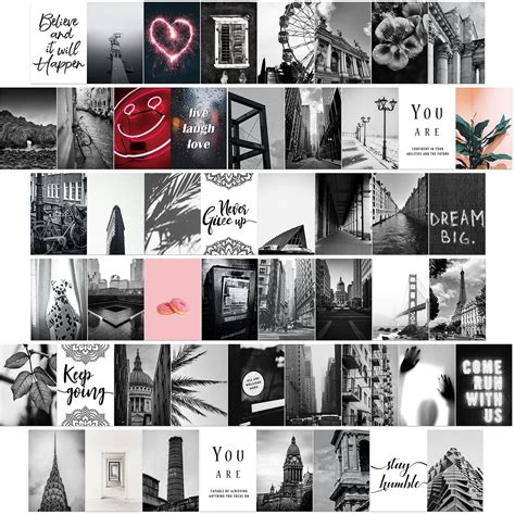 Buy Trendy Black And White Gray Wall Collage Kit 50 Pcs 4x6 Inch