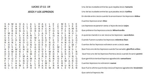 Escuelabiblicaparaniños Sopa De Letras JesÙs Y Los Leprosos Lucas 17