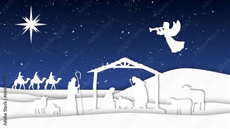 Nativity Paper Cut Outs Silhouettes Features A Nativity Scene Made From