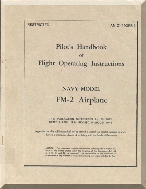 Grumman F4f Fm 2 Aircraft Flight Manual 01 190fb 1 1944