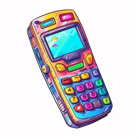 Premium AI Image | Cartoon drawing of a cell phone with a colorful display generative ai