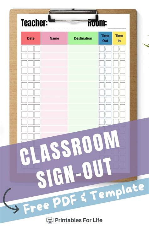 Teacher Classroom Sign Out Sheet Printable Printables For Life