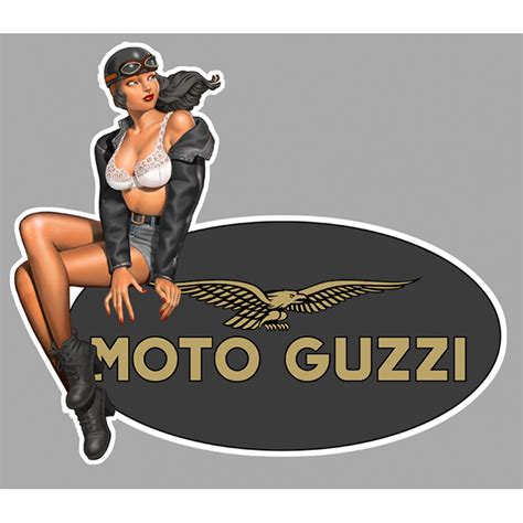 MOTO GUZZI Left Pin Up Vinyl Sticker Cafe Racer Bretagne Clicboutic