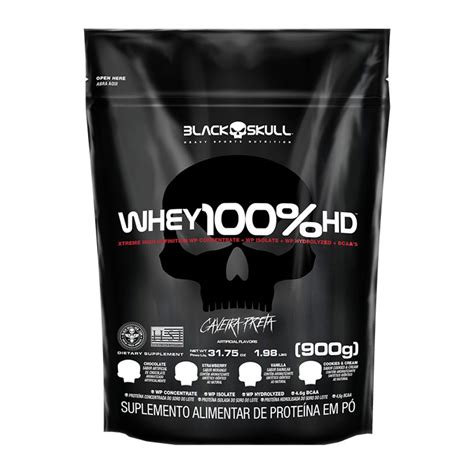 Whey Black Skull E Bom - WHEY 100% HD BLACK SKULL - 900G - Curitiba Nutrition - Suplementos