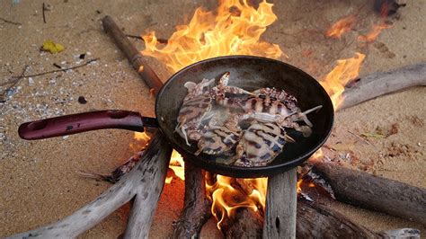 Primitive Technology Cooking Crab Recipe Crab Eating Delicious On