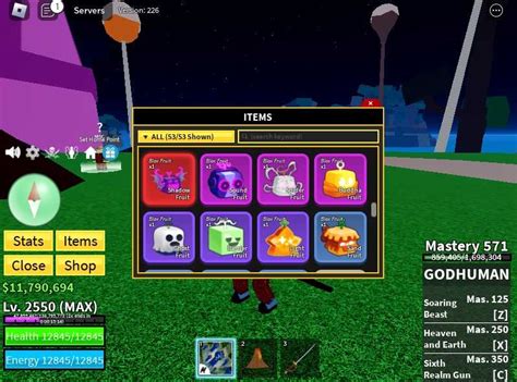 Blox Fruits 2550 Lvl GodHuman Magma Shadow Fruit Sound Fruit Spider