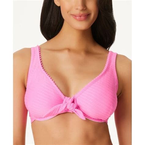Jessica Simpson Swim Jessica Simpson Womens Tie Front Bikini Top Swimsuit Pink Size Ld