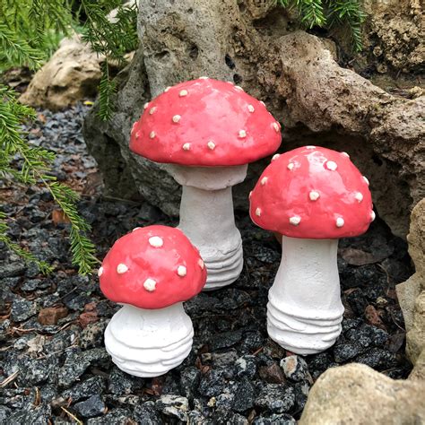 Ceramic Mushrooms 3 Ceramic Mushrooms Garden Art Sculpture Etsy