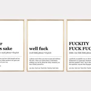 Fuck Definitions Decor Set PRINTABLES Funny Office Definitions Office Wall Art Funny Work From