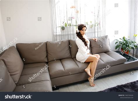 Sexy Brunette Bride Lingerie Robe Posing Stock Photo 1065749426 Shutterstock