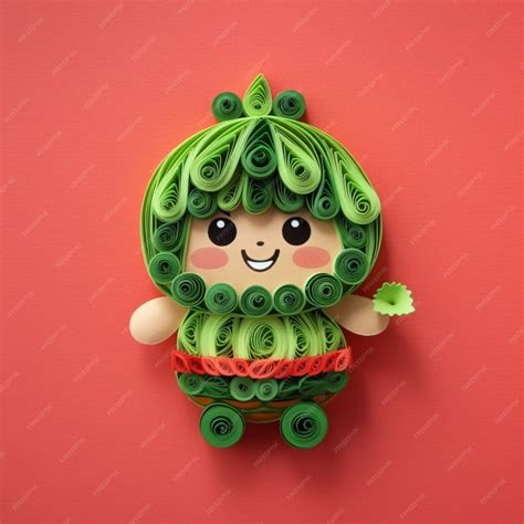 Premium Ai Image There Is A Paper Doll Made Of Green Paper And A