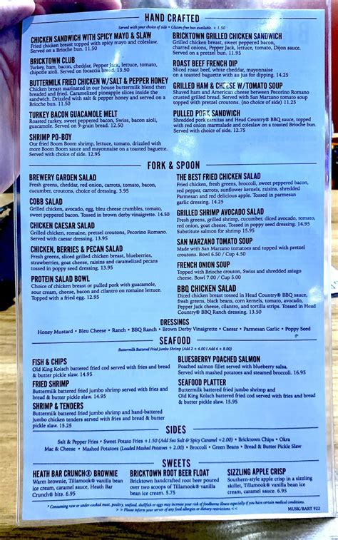 Menu At Bricktown Brewery Bartlesville Bartlesville