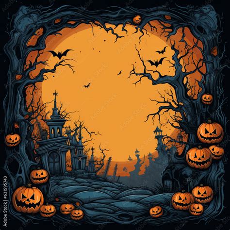 Halloween Border Design Background Pumpkin Halloween In Dark Night