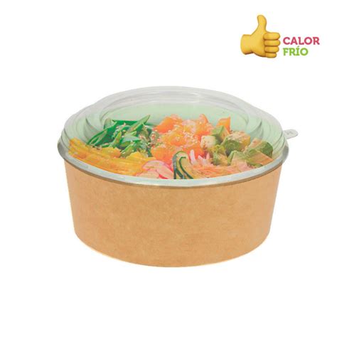 ENVASE DE CARTON DECO KRAFT CON TAPA ESPECIAL POKE BOWL 750ML