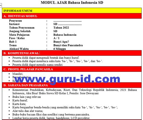 Modul Ajar Bahasa Inggris Kelas Sd Kurikulum Merdeka Tahun