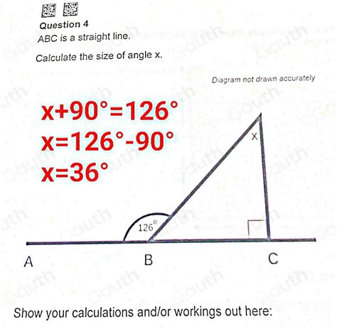 Solved Question Abc Is A Straight Line Calculate The Size Of Angle