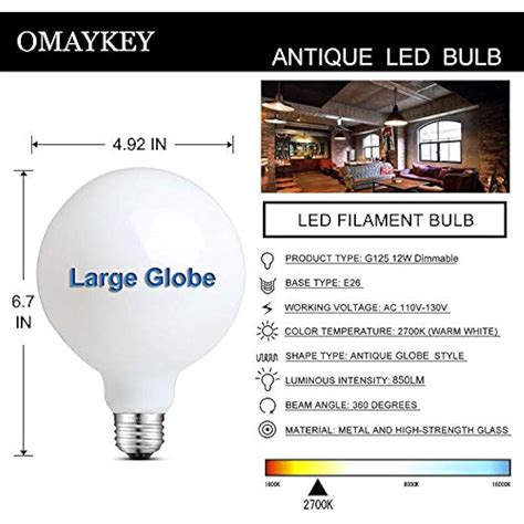 12W Dimmable Large LED Globe Bulb 85W Equivalent 850LM 2700K Warm