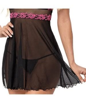 Women S See Through Halter Embroidery Babydoll Sexy Criss Cross Sheer Mesh Lingerie Black
