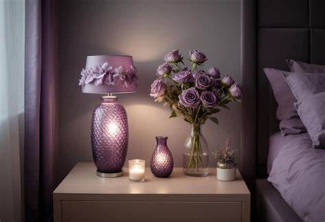 Premium Photo Modern Bedroom With Close Up Of Bedside Cabinet Flower