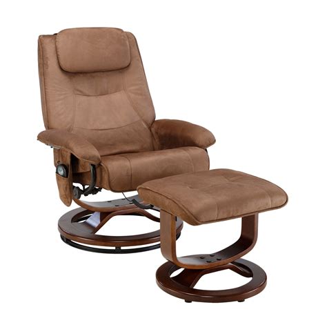 Relaxzen Reclining Massage Chair and Ottoman, Brown Microseude ...