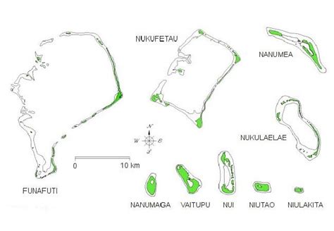 Relative Size Of Tuvalu Islands And Atolls Map Funafuti Tuvalu Mappery