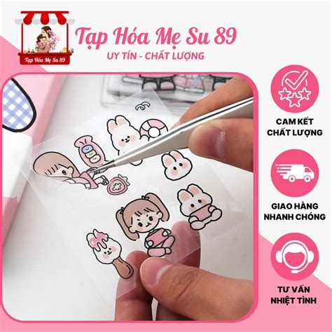 Hot Trend Hộp 100 Tấm Sticker Chống Thấm Nước Labubu Cappybara Sanrio Kuromi Xinh Xắn