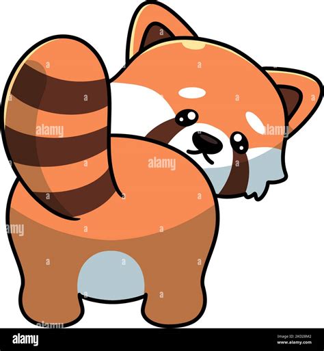 Cute Cartoon Red Panda Character Drawing Kawaii Vector Clip Art