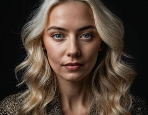 Premium AI Image Photo Of Close Up Beautiful European Woman With Blonde Hair Color In Black