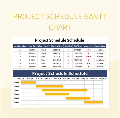 Project Schedule Gantt Chart Excel Template And Google Sheets File For ...