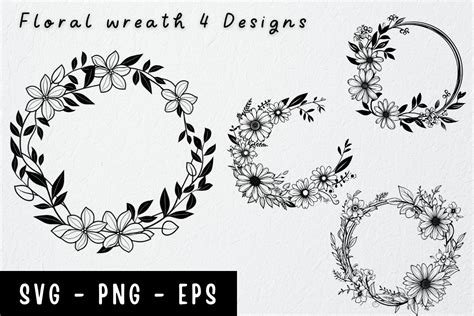 Floral Wreath Svg Bundle Decorative Illustrations ~ Creative Market