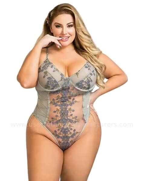 Wholesale Custom Plus Size Lace Babydoll Nightgown Lingerie Set