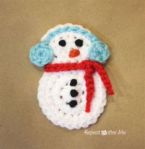 Crochet Snowman Applique | AllFreeCrochet.com