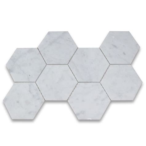 Stone Center Online Carrara White Marble 5 Inch Hexagon Mosaic Tile