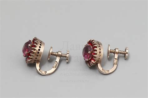Купить советские винтажные клипсы с рубинами, Свердловская ювелирно ...