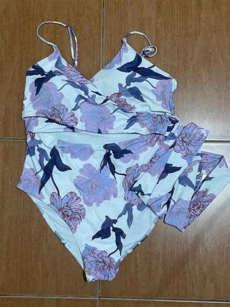 Xl Shein Bikini Wrap Around Purple Flower On Carousell