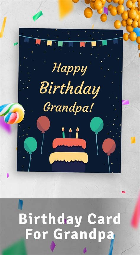 Happy Birthday Card For Grandpa - Cake And Baloons | Diy 60th birthday ...