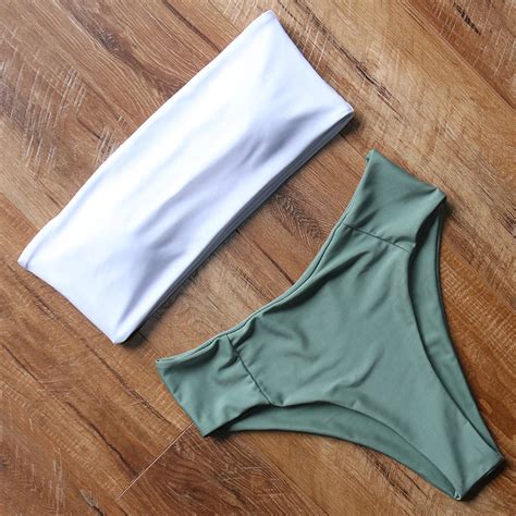 Maillot de bain léopard pour femmes Type B1663PI Bikini taille haute Bandeau Push Up épaules